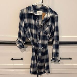 Field & Stream Navy and White Plaid Shirt Dress